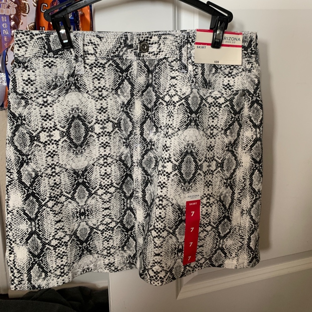 Snakeskin Print Jean Skirt